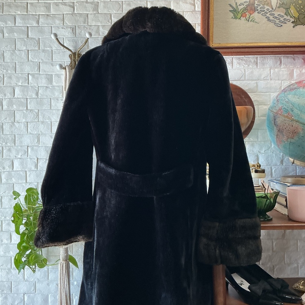 Vintage 1960s 1970s Borgazi Maximalist Faux Fur Coat with Collar + Cuff Detail - Picture 9 of 15